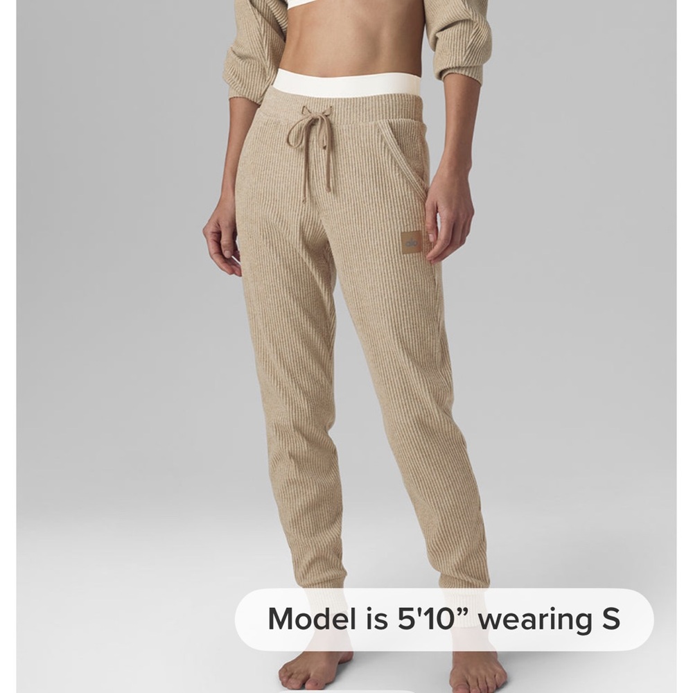Cozy Ribbed Jogger Pants - Tan